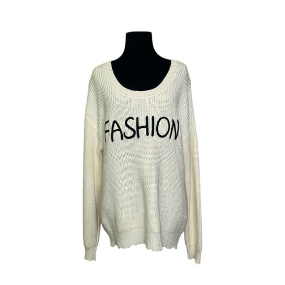 Unwine creamy white cotton FASHION long sleeves sweater size M - Picture 1 of 16